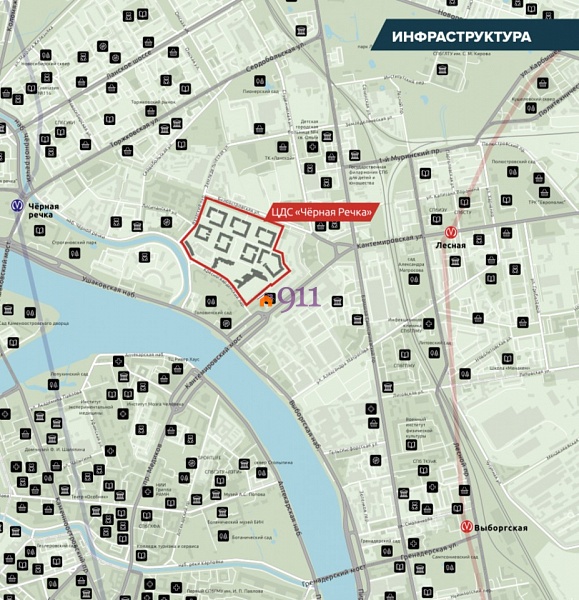 Санкт-Петербург, ЖК  Черная речка, 2х квартира Евро; 44,69м2 (корпус 9)