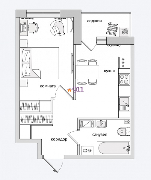 Санкт-Петербург, ЖК  Черная речка,  1 комнатная квартира, 37.26м2 (корпус 9)